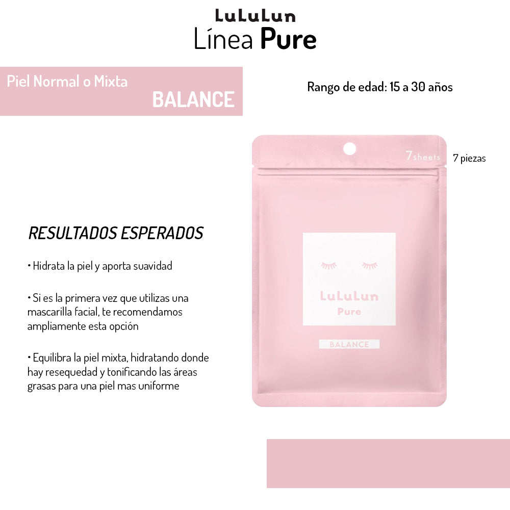 Pure Sheet Mask Balance Lululun 7 pzas